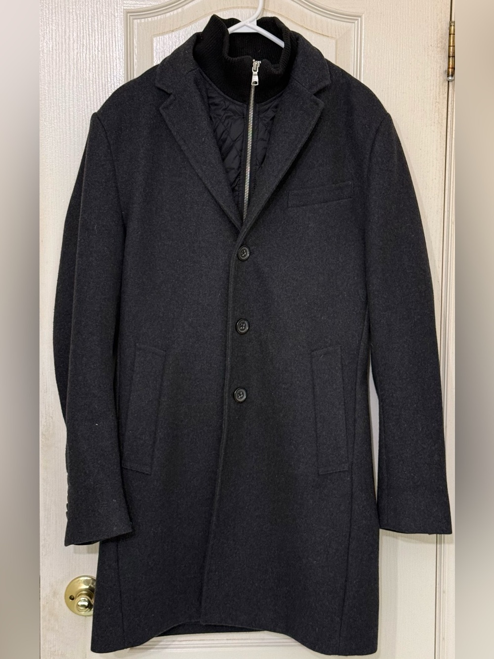 Banana Republic Wool Blend Trench Coat with Quilted Bib Black Medium